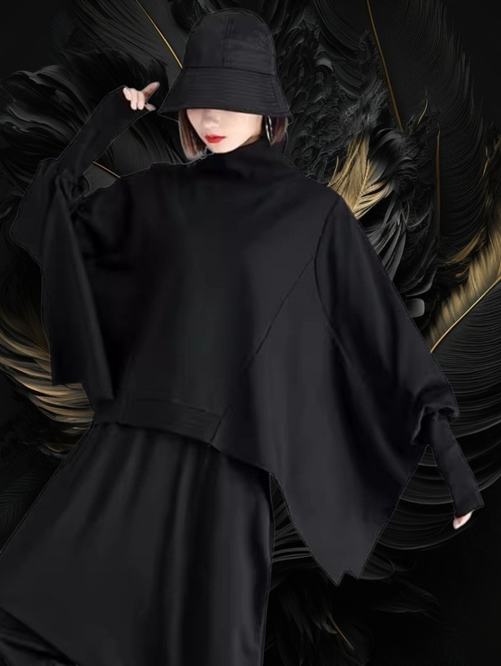ASYMMETRIC OVERSIZED TURTLENECK SWEATSHIRT